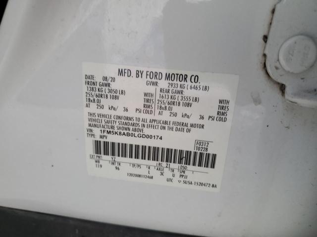 2020 FORD EXPLORER P 1FM5K8AB0LGD00174