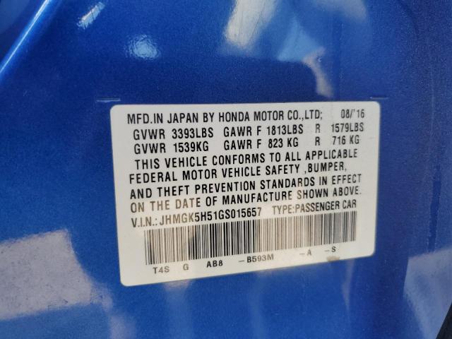 2016 HONDA FIT LX JHMGK5H51GS015657