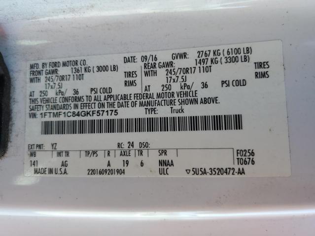 2016 FORD F150 1FTMF1C84GKF57175