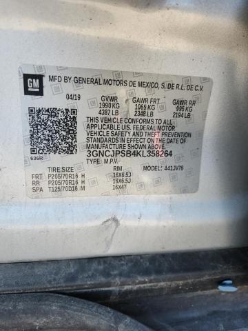 2019 CHEVROLET TRAX 1LT 3GNCJPSB4KL358264