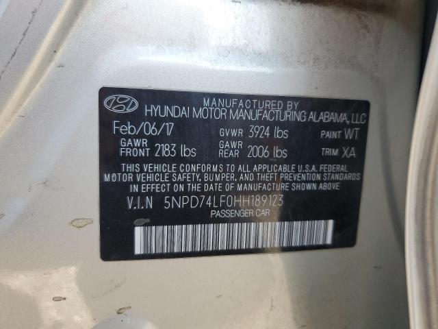 2017 HYUNDAI ELANTRA SE 5NPD74LF0HH189123