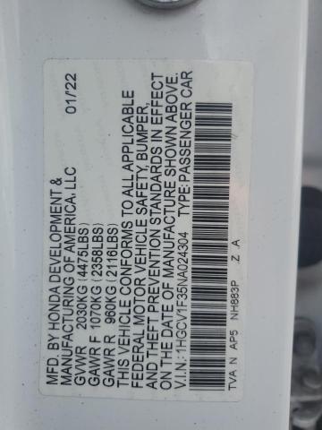 2022 HONDA ACCORD SPO 1HGCV1F35NA024304