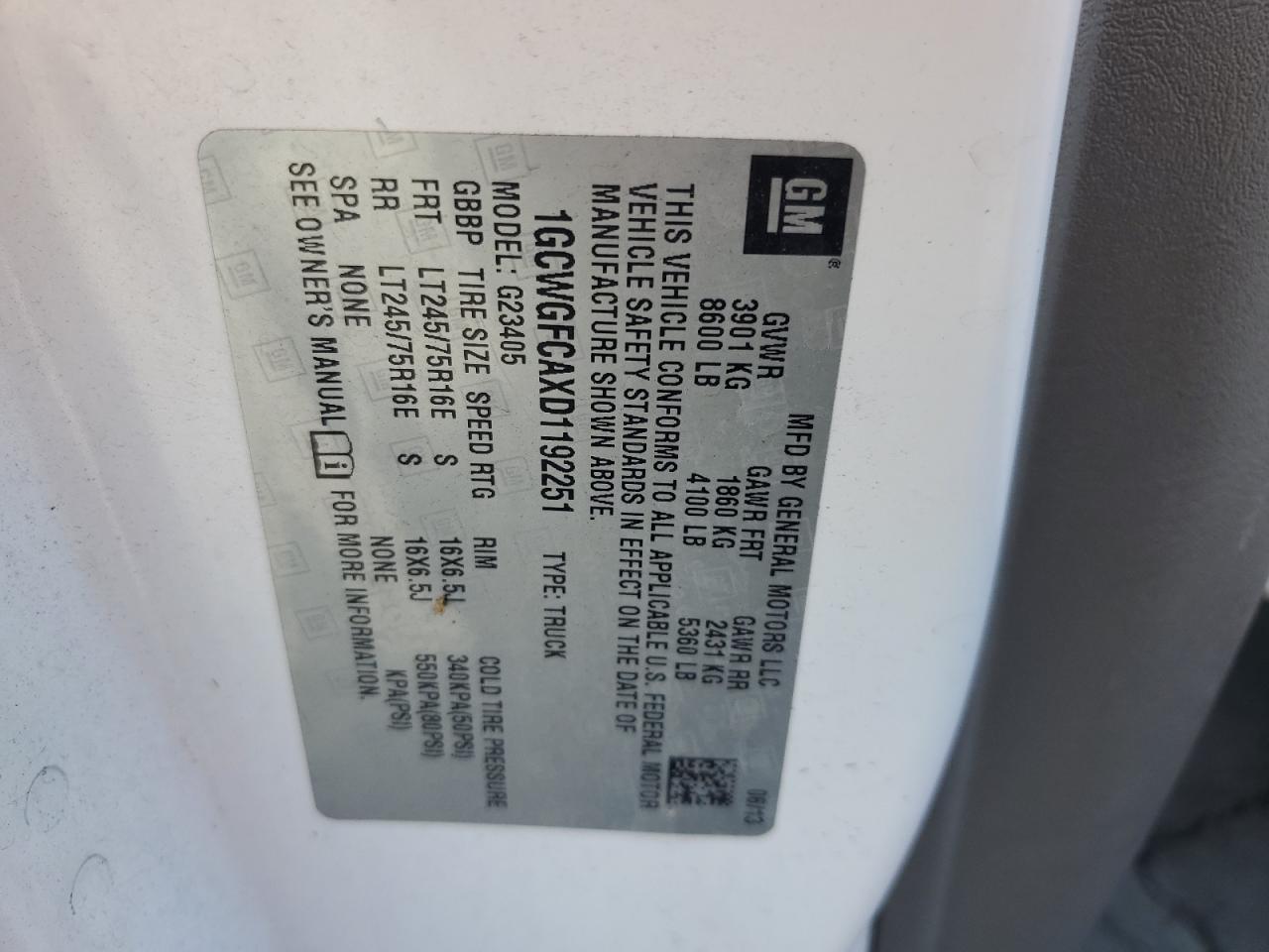 Lot #3310301044 2013 CHEVROLET EXPRESS G2