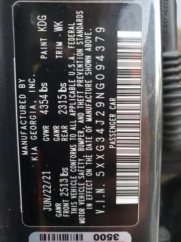 2022 KIA K5 EX 5XXG34J29NG094379