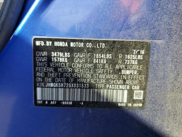 2016 HONDA FIT EX - JHMGK5H72GX031533