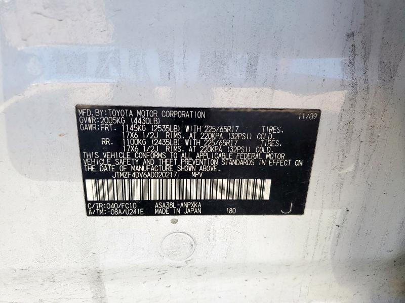 2010 TOYOTA RAV4 - JTMZF4DV6AD020217