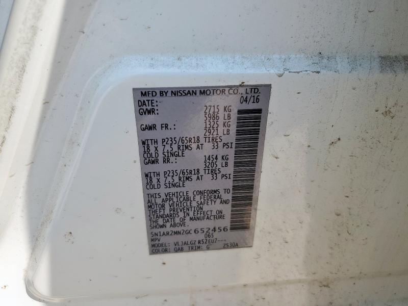 2016 NISSAN PATHFINDER 5N1AR2MN2GC652456