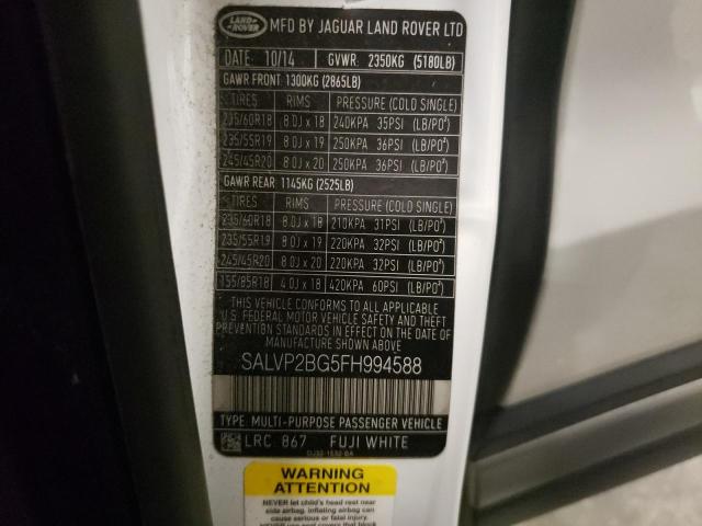 2015 LAND ROVER RANGE ROVE #3281571393