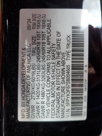 2025 HONDA RIDGELINE 5FPYK3F67SB004665