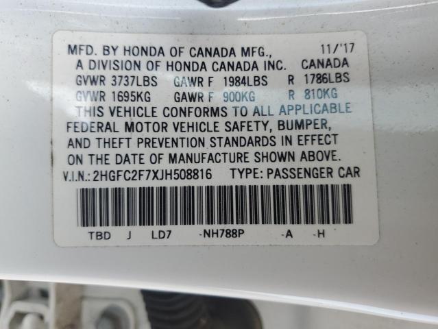 2018 HONDA CIVIC 2HGFC2F7XJH508816