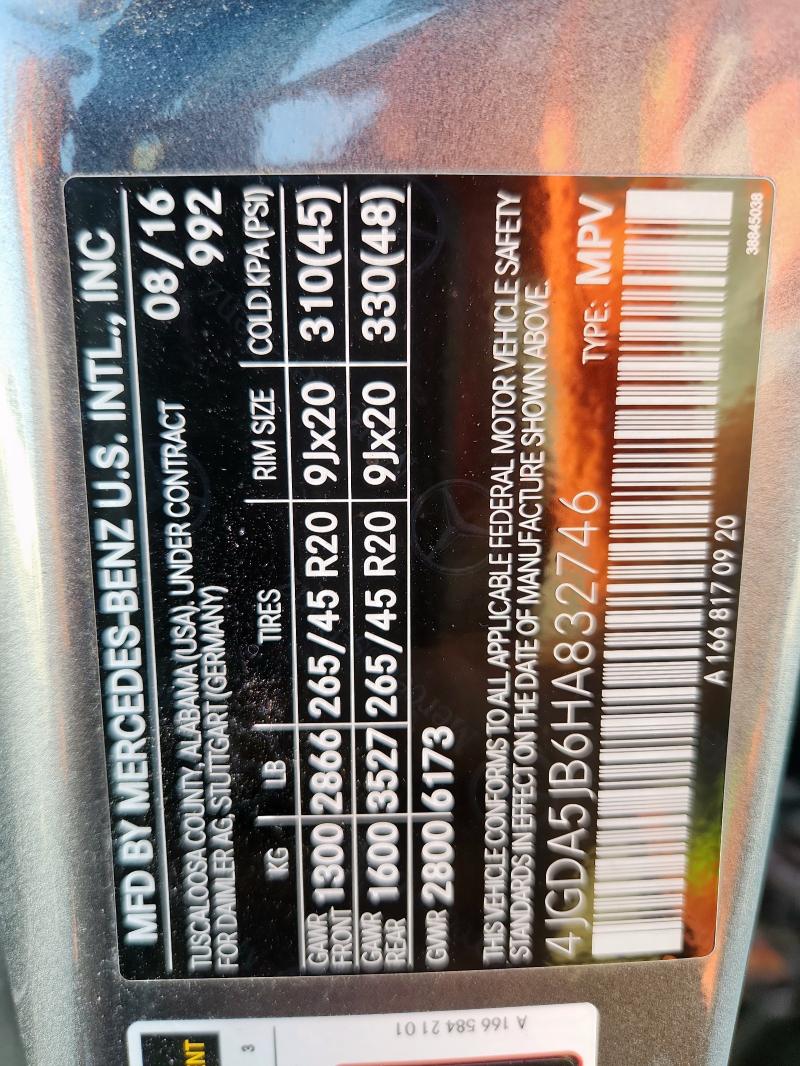 2017 MERCEDES-BENZ GLE 350 4JGDA5JB6HA832746