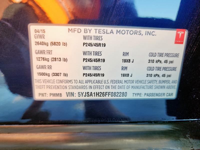 2015 TESLA MODEL S 85 5YJSA1H26FF082280