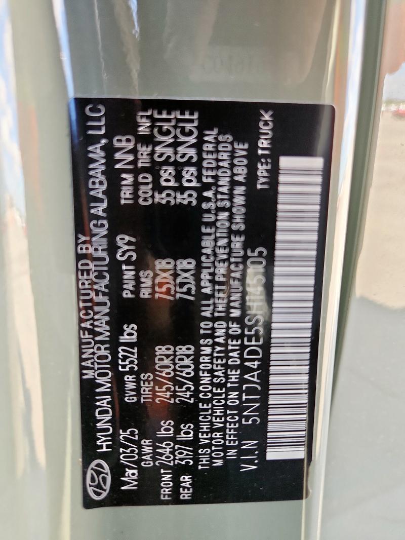 2025 HYUNDAI SANTA CRUZ 5NTJA4DE5SH145105