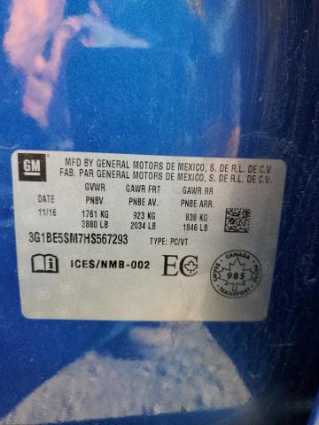 2017 CHEVROLET CRUZE LT 3G1BE5SM7HS567293