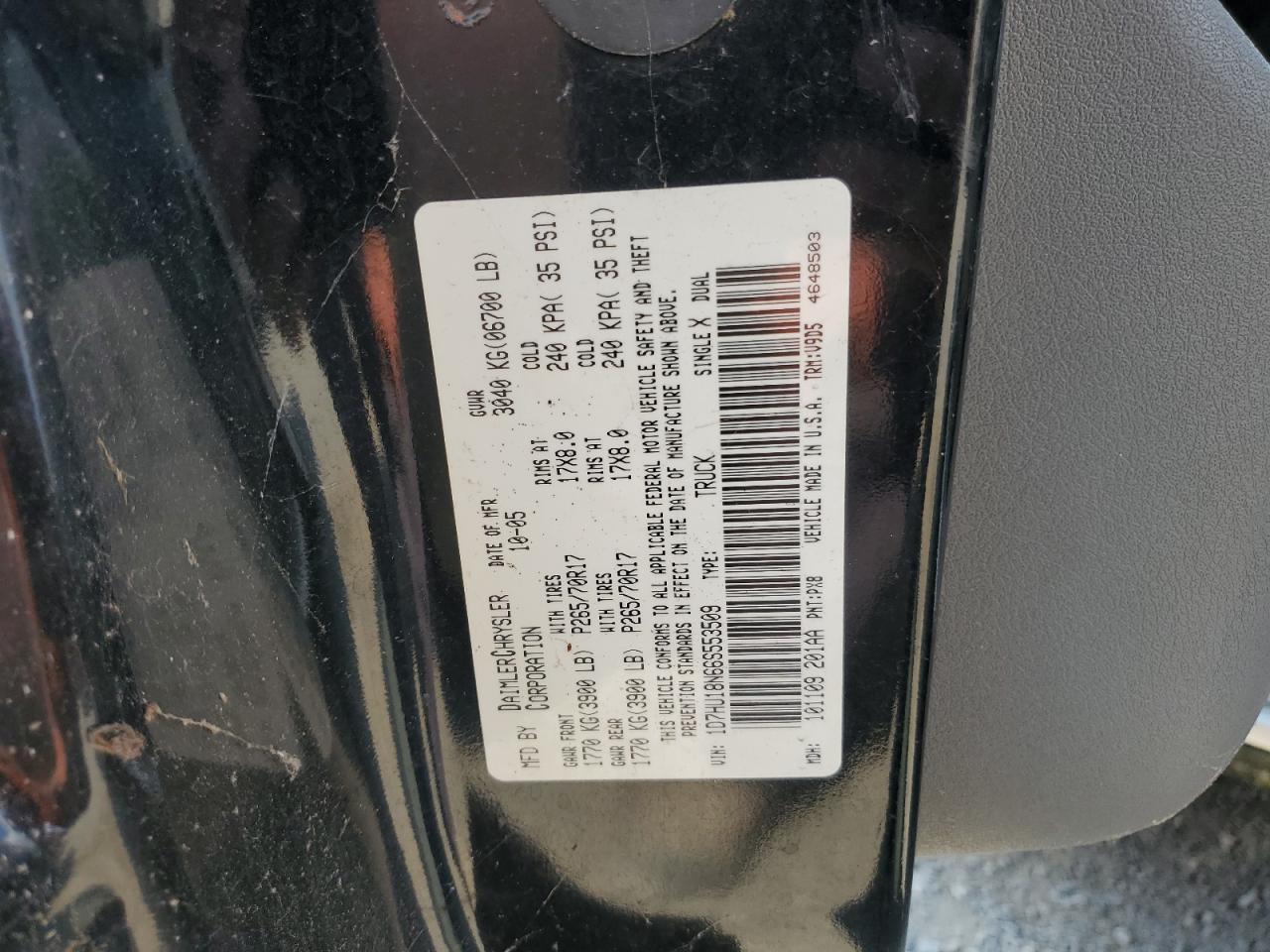 Lot #3293358438 2006 DODGE RAM 1500 S