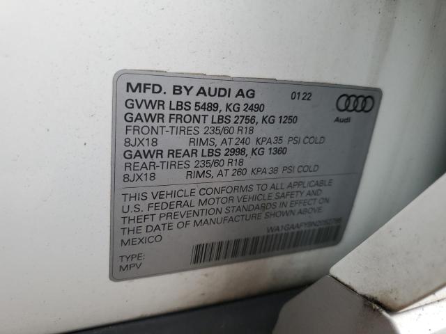 2022 AUDI Q5 PREMIUM 45 WA1GAAFY9N2052795