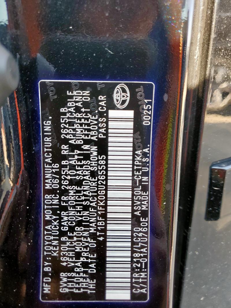 2016 TOYOTA CAMRY LE - 4T1BF1FK0GU265585