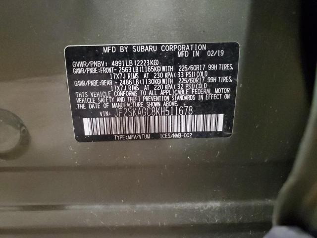 2019 SUBARU FORESTER P - JF2SKAGC8KH511678