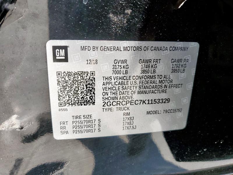 2019 CHEVROLET SILVERADO 2GCRCPEC7K1153329