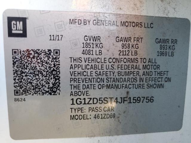2018 CHEVROLET MALIBU LT 1G1ZD5ST4JF159756