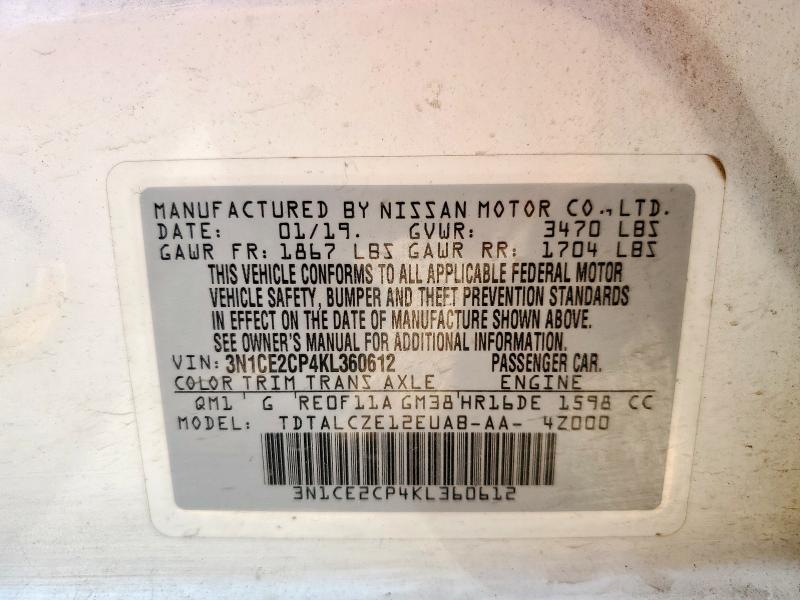 2019 NISSAN VERSA NOTE 3N1CE2CP4KL360612