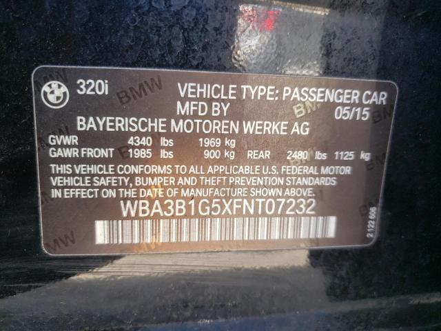 2015 BMW 320 I WBA3B1G5XFNT07232