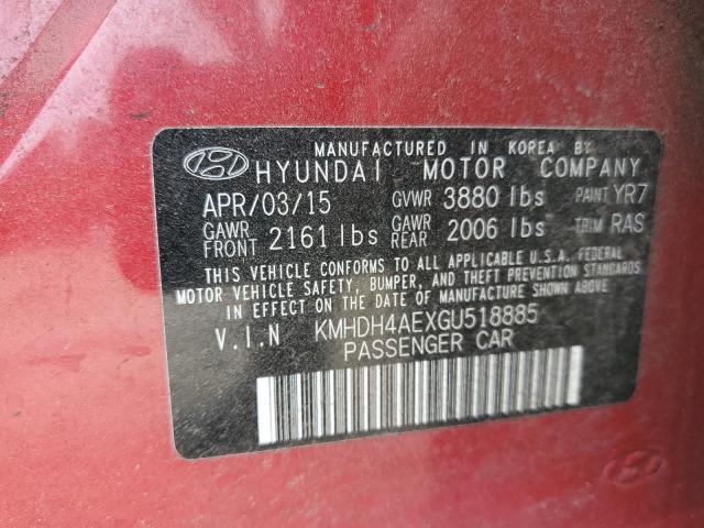 2016 HYUNDAI ELANTRA SE KMHDH4AEXGU518885