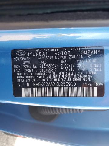 2019 HYUNDAI KONA SEL KM8K62AAXKU256910