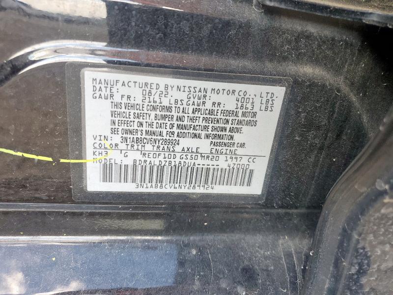 2022 NISSAN SENTRA SV 3N1AB8CV6NY289924