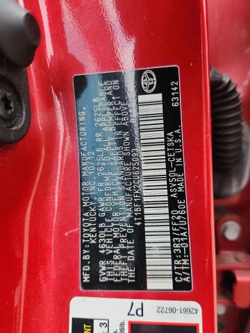 2012 TOYOTA CAMRY BASE - 4T1BF1FK2CU625093