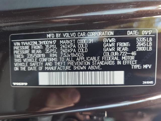 2017 VOLVO V90 CROSS YV4A22NL3H1001417