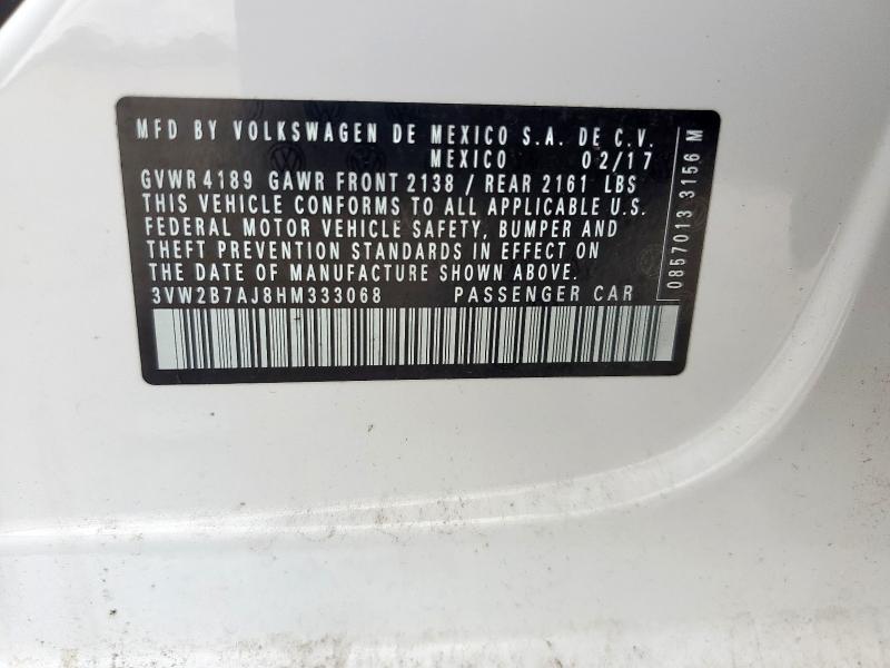 2017 VOLKSWAGEN JETTA S 3VW2B7AJ8HM333068