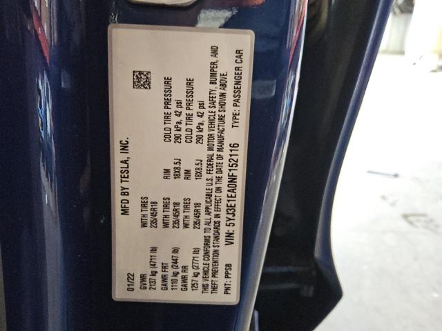 2022 TESLA MODEL 3 - 5YJ3E1EA0NF152116