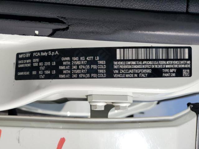 2016 JEEP RENEGADE L ZACCJABT8GPD85982