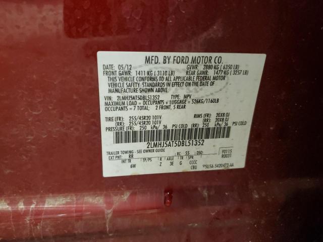 2013 LINCOLN MKT - 2LMHJ5AT5DBL51352
