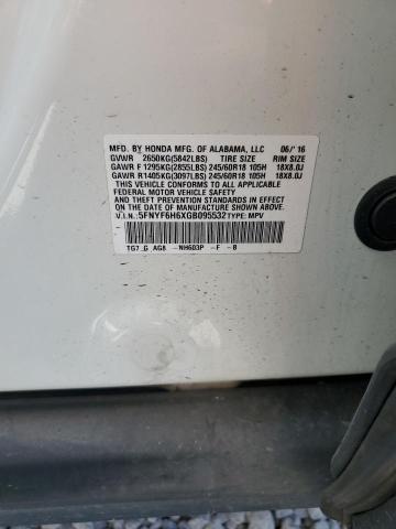 2016 HONDA PILOT EXL 5FNYF6H6XGB095532