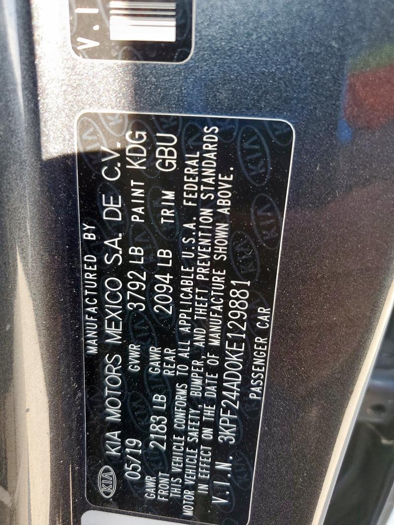 2019 KIA FORTE FE 3KPF24AD0KE129881