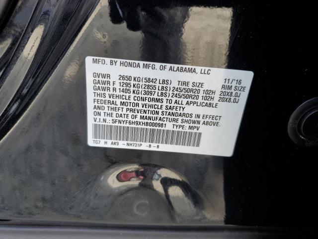 2017 HONDA PILOT TOUR - 5FNYF6H9XHB000981