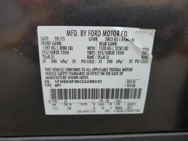 2016 FORD EXPLORER L - 1FM5K8F86GGA88030