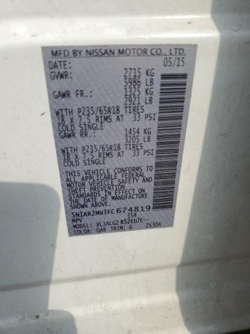 2015 NISSAN PATHFINDER 5N1AR2MN3FC674819