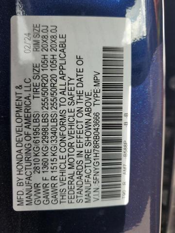 2024 HONDA PILOT TOUR 5FNYG1H78RB043666
