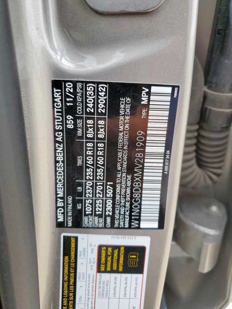 2021 MERCEDES-BENZ GLC 300 W1N0G8DBXMV281909