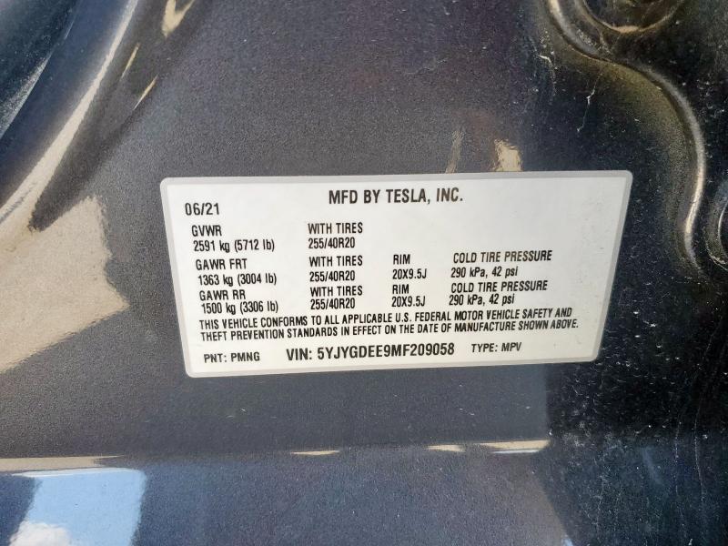 2021 TESLA MODEL Y - 5YJYGDEE9MF209058