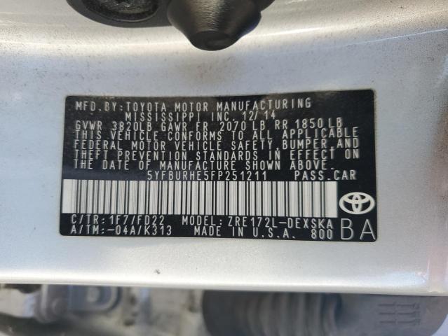 2015 TOYOTA COROLLA L - 5YFBURHE5FP251211