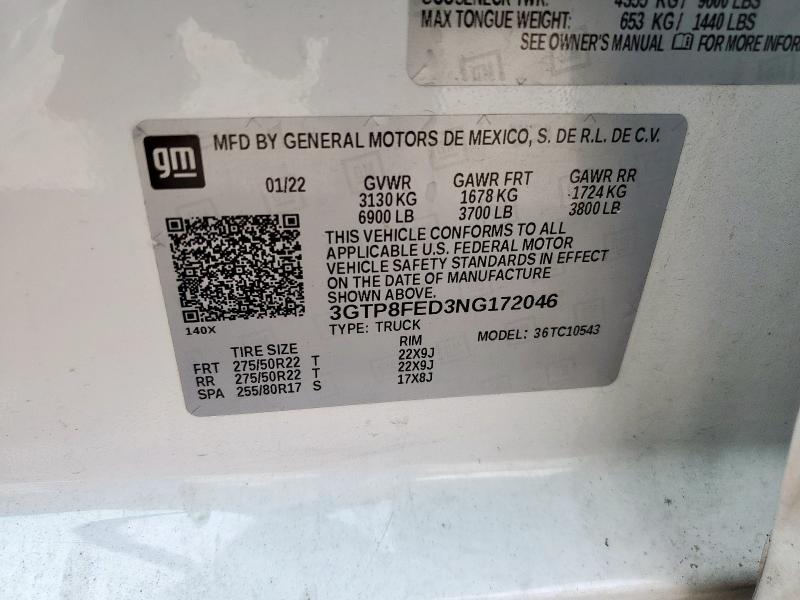 2022 GMC SIERRA LIM - 3GTP8FED3NG172046