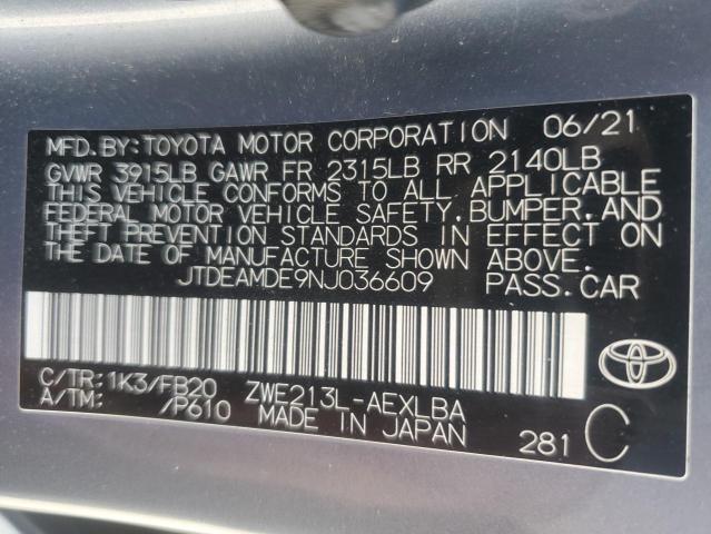 2022 TOYOTA COROLLA LE - JTDEAMDE9NJ036609