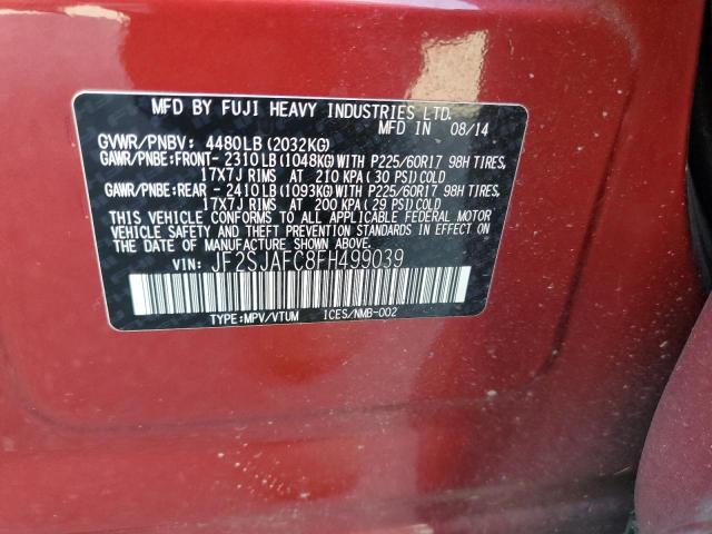 2015 SUBARU FORESTER 2 JF2SJAFC8FH499039