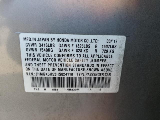2017 HONDA FIT LX JHMGK5H53HS024118