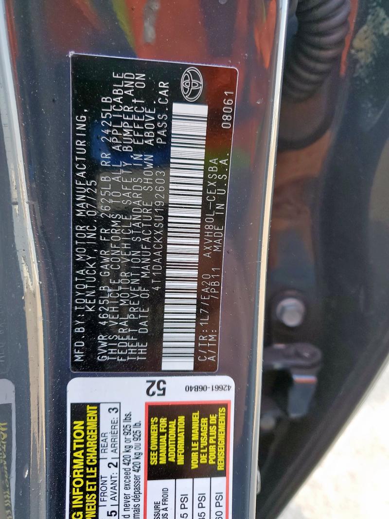 2025 TOYOTA CAMRY XSE - 4T1DAACKXSU192603