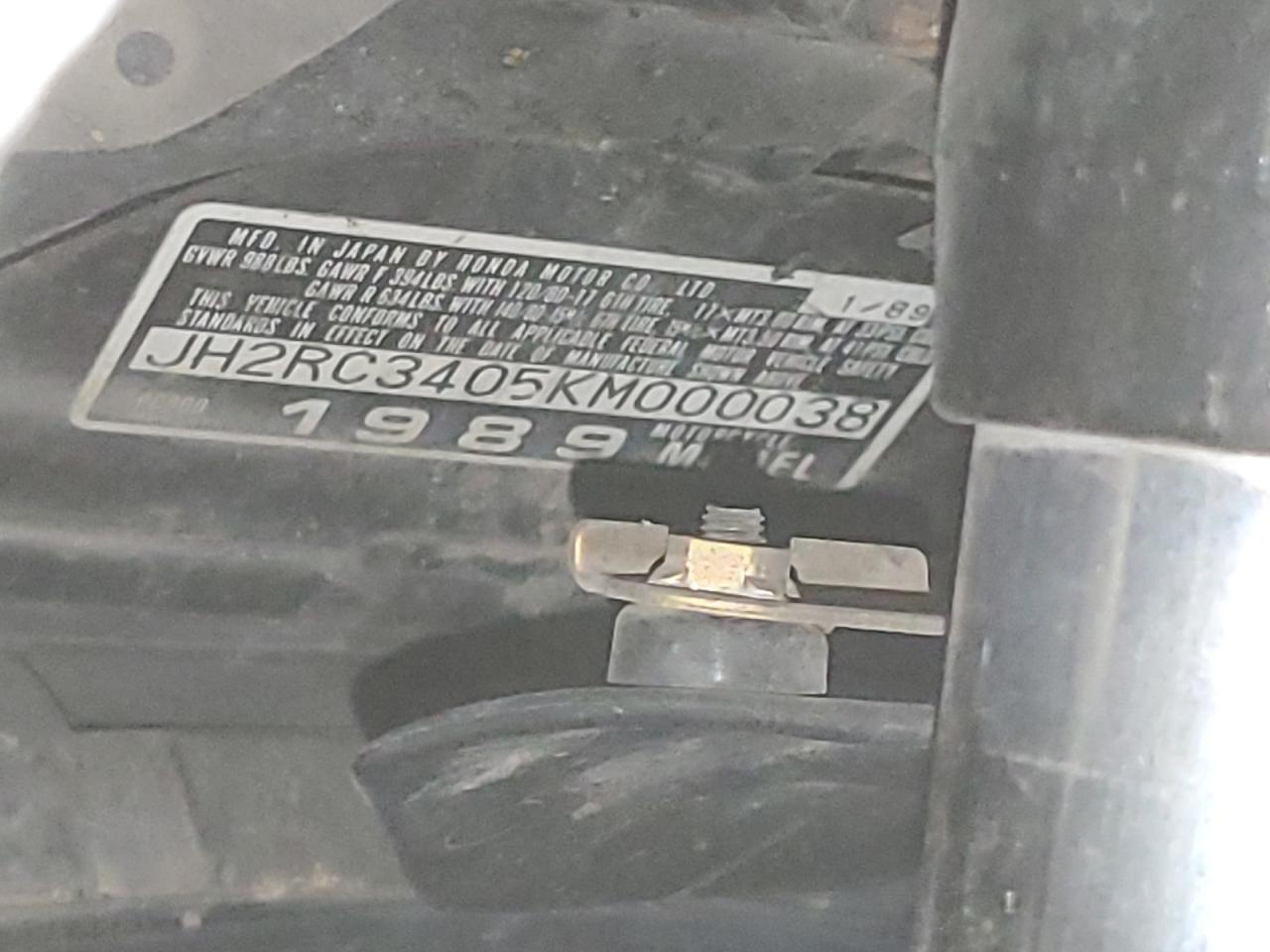 Lot #3240942184 1989 HONDA PC800